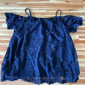 Blue Cold Shoulder Blouse